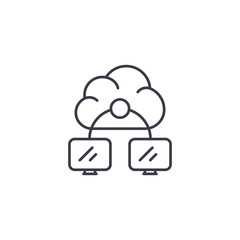 Cloud service linear icon concept. Cloud service line vector sign, symbol, illustration.