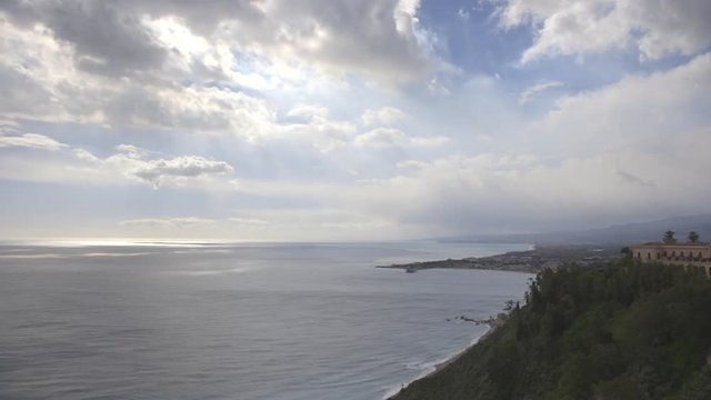 Wide, vast coastline in Taormina