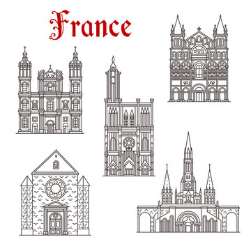 French travel landmark icon of religious building