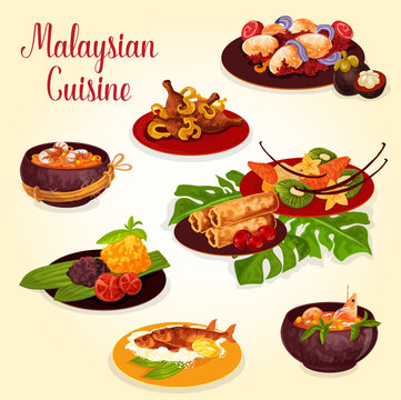 Malaysian food icon with indonesian cuisine dish