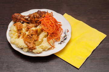 fried crispy chicken on wood
