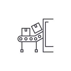 Conveyor belt linear icon concept. Conveyor belt line vector sign, symbol, illustration.