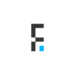 Fototapeta premium letter f data pixel technology creative logo design, F initial pixel logo design data digital icon symbol modern technology