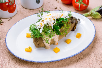 baked eggplant on plate