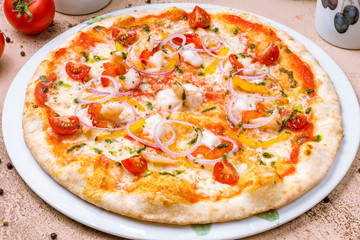 Pizza with seafood