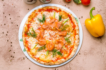 Pizza with seafood