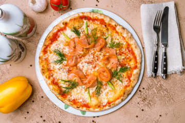 Pizza with seafood