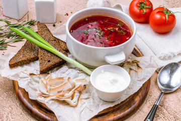 Borscht with sour cream