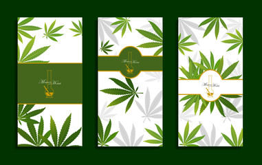 banner marijuana hookah and marijuana green leaf.