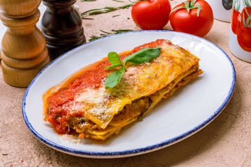lasagna Bolognese on a plate