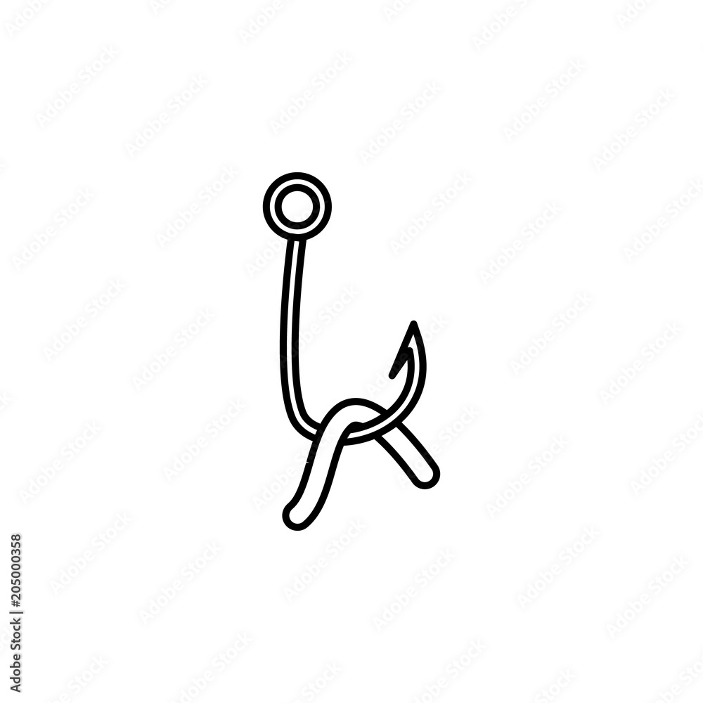 Poster hook with a worm icon. element of travel icon for mobile concept and web apps. thin line hook with a