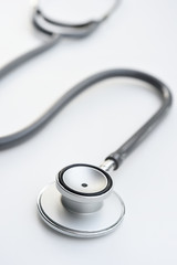 close up of stethoscope isolated on white background