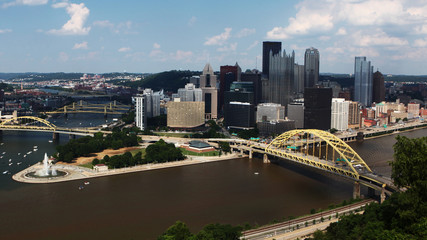 Aerial of the Pittsburgh, Pennsylvania city center