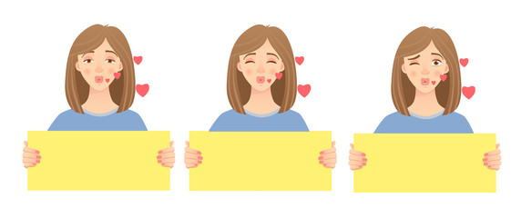 woman holding sign set