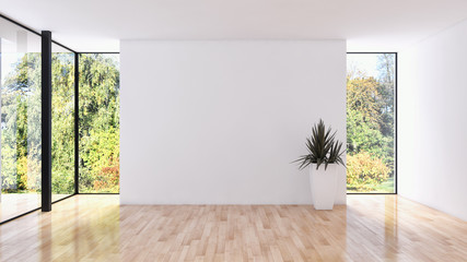 Modern bright interiors apartment 3D rendering illustration - obrazy, fototapety, plakaty