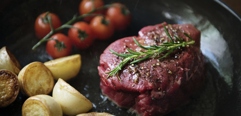 Cooking a fillet steak food photography recipe idea