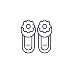 Cute Slippers linear icon concept. Cute Slippers line vector sign, symbol, illustration.