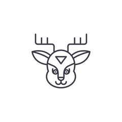 Deer linear icon concept. Deer line vector sign, symbol, illustration.