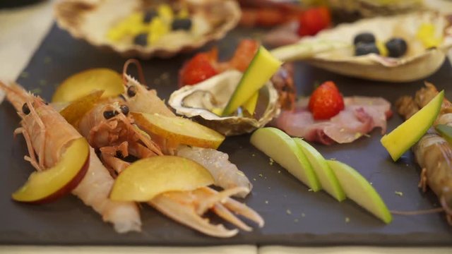 Close up, gourmet seafood platter