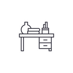 Desk linear icon concept. Desk line vector sign, symbol, illustration.