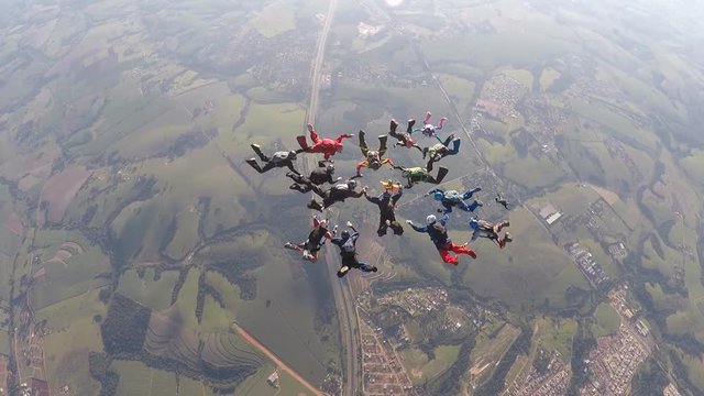 Skydivers making a formation