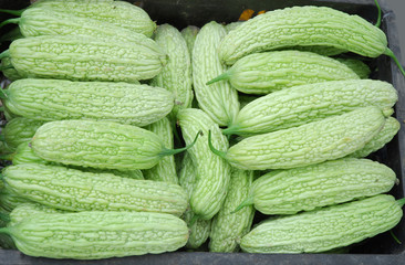 close up on stacking bitter melon for sale