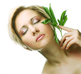 Fototapeta premium beautiful woman with bamboo 