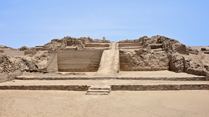The ruins of Pachacamac, an ancient archaeological site on the Pacific coast just south of Lima, Peru