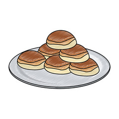 Fresh breads on dish vector illustration graphic design