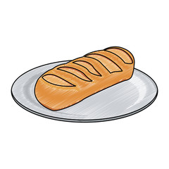 Fresh bread on dish vector illustration graphic design