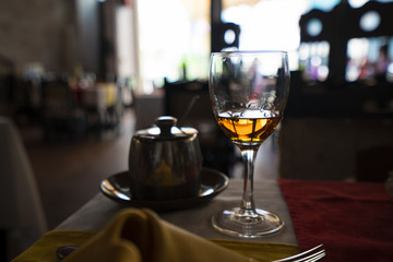 Glas of rum, in a bar in Cuba