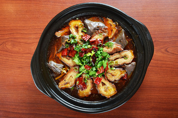 Chinese food- Spicy pig intestines pot