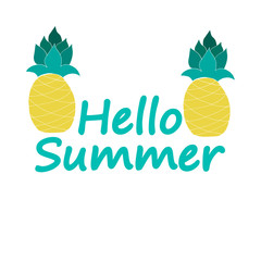 Hello summer. Season. A pineapple. Cute. For a postcard. For your design. Bright.