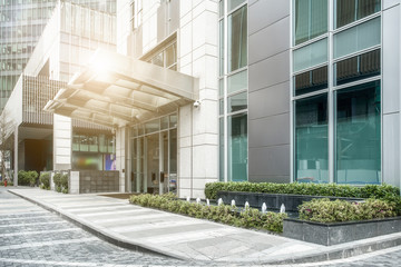 The modern buildings of the city skyscrapers.