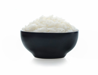 rice in bowl isolated on white background