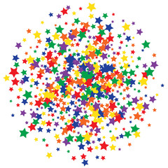 Colorful Stars Confetti, Mystery Sparkling Vector Background. Trendy Glowing Magic Glitter, Lights. Festive Falling Colorful Stars Confetti for Ads, Posters. 