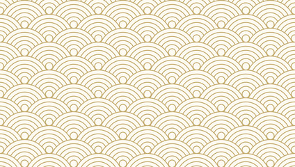 Pattern seamless circle abstract wave background gold luxury color and line. Japanese circle pattern vector.