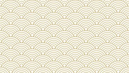 Patroon naadloze cirkel abstracte Golf achtergrond goud luxe kleur en lijn. Japanse cirkel patroon vector.