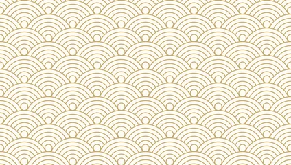 Foto op Plexiglas Goud geometrisch abstract Patroon naadloze cirkel abstracte Golf achtergrond goud luxe kleur en lijn. Japanse cirkel patroon vector.