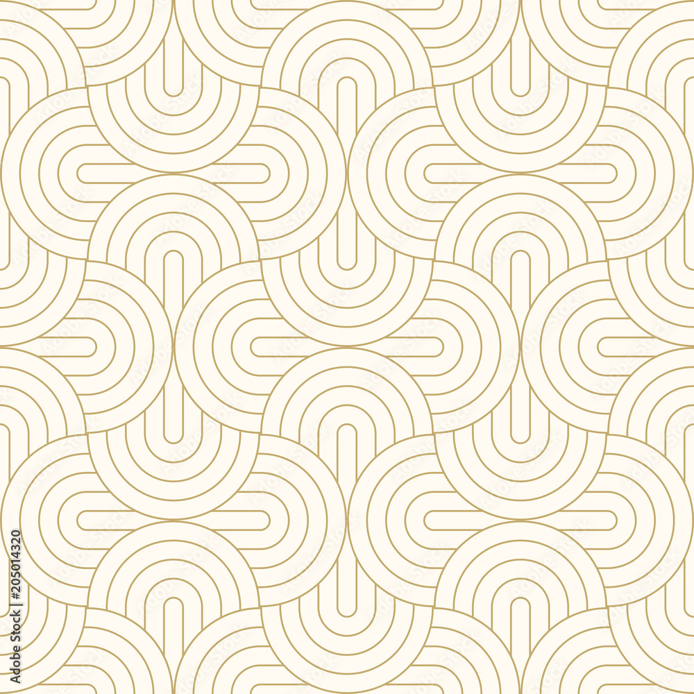 Poster Pattern circle seamless abstract background gold color and line. Geometric line vector.