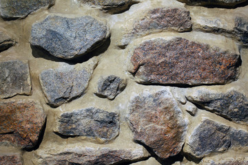 cobblestone surface of different sizes, background, texture. Close-up