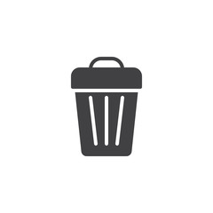 Trash can vector icon. filled flat sign for mobile concept and web design. Garbage bin simple solid icon. Delete symbol, logo illustration. Pixel perfect vector graphics