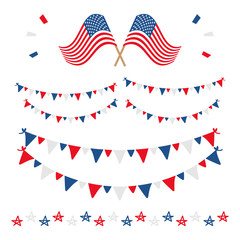 Obraz premium Set, collection of design elements for american national holidays such as fourth of july and memorial day. 
