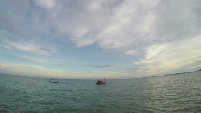 Sea sky and boat in Rayong, Thailand