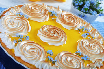 lemon tart in a baking dish