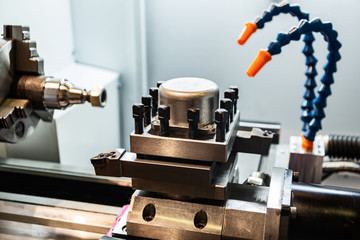 Tool holder. Modern metal-cutting lathe.
