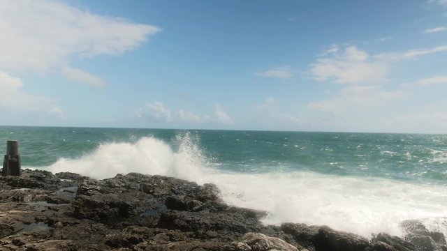 In a hot sunny day by the ocean, the waves hit the rocks.
Original Author: Danny Feng
www.hellodannyfeng.com