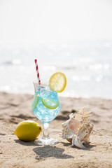 Summer concept of sandy beach. Summer vacation concept