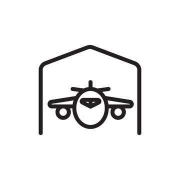 Plane Hanger Outline Vector Icon. Modern Simple Isolated Sign. Pixel Perfect Vector Illustration For Logo, Website, Mobile App And Other Designs