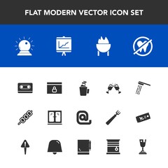 Modern, simple vector icon set with sorcery, bathroom, audio, internet, document, cassette, interior, dentist, bath, alcohol, meat, white, report, wine, website, glass, retro, envelope, web, hot icons